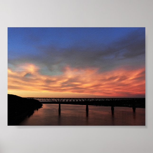 Solnedgång med Walkway över Hudson Poster (Framsidan)