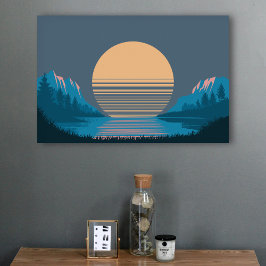 Solnedgång mellan bergen och Sjö Poster