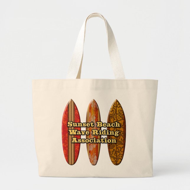 Solnedgång mellan hawaiiska surfboard Wave Riders  Jumbo Tygkasse (Framsidan)