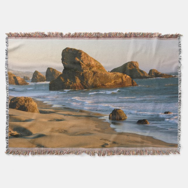 Solnedgång, Meyers Beach, Oregon, USA Filt (Framsidan)