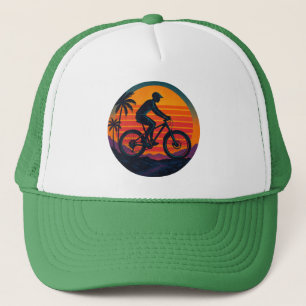 Solnedgång Mountain Biker Retro Art Keps