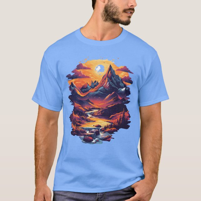 Solnedgång Mountain Escape Grafisk T-Shirt (Framsida)