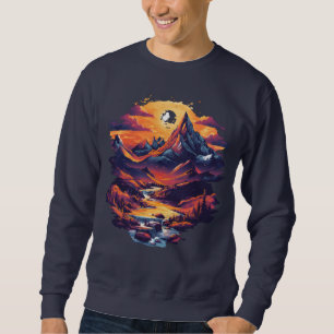 Solnedgång Mountain Escape Grafisk T-Shirt Lång Ärmad Tröja
