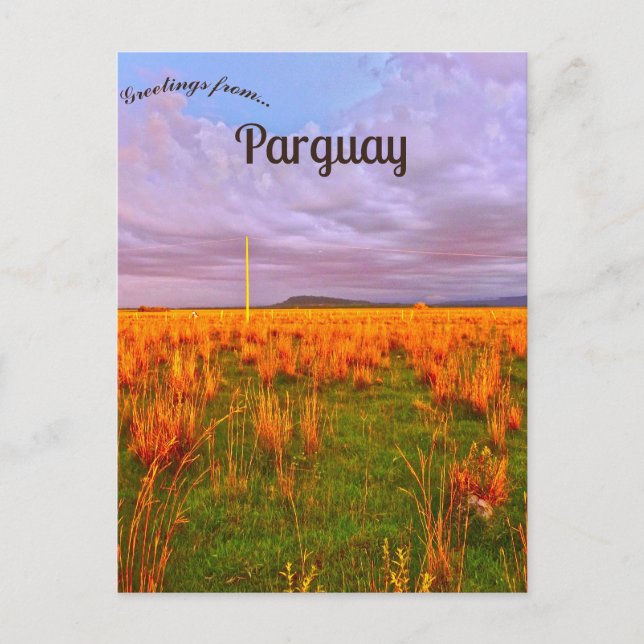 Solnedgång Nära Itape Paraguay Vykort (Framsida)