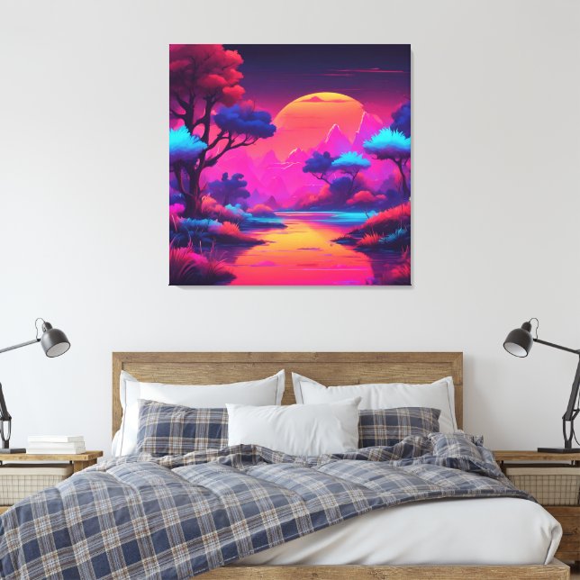 Solnedgång natthimmel AI konst  Canvastryck (Insitu (sovrum))