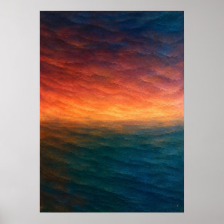 Solnedgång Ocean Horisont Abstrakt i Orange och Te Poster
