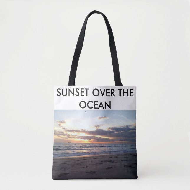 Solnedgång Ocean Kväll Kust Text Design Tygkasse (Framsida)