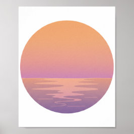 Solnedgång Ocean Minimalist Affisch – Handritad Tr