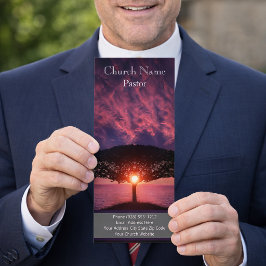 Solnedgång Ocean Träd Kyrka Rack Kort, Ministerkor Reklamkort