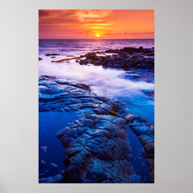 Solnedgång och Bassäng i Hawaii Poster (Framsidan)
