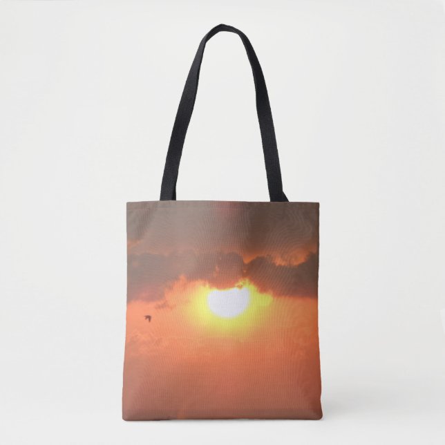 Solnedgång och Fiskmås Tote Bag Tygkasse (Framsida)