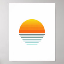 Solnedgång och havsgrafik Poster