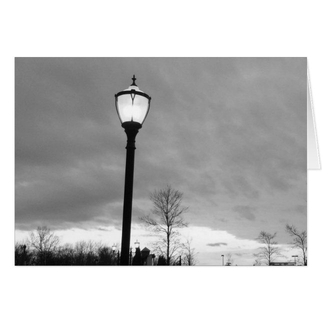 Solnedgång och ljus/nollor, kort (Framsidan Horizontal)