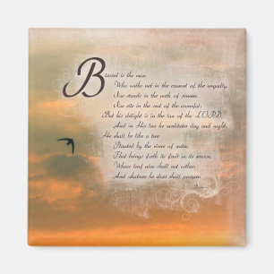 Solnedgång och Psalms - bibeln Verses Psalms1:1 Magnet