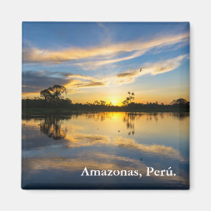 Solnedgång och reflektion i Amazonas Magnet
