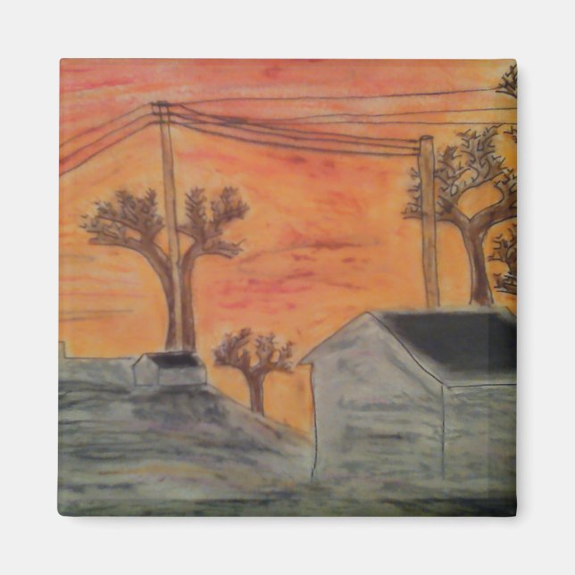 Solnedgång och skuggor magnet (Framsidan)