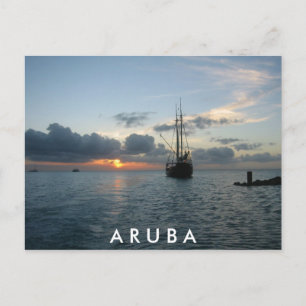 Solnedgång och solnedgång i Aruba Vykort
