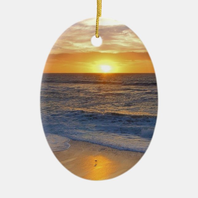 Solnedgång och stenar julgransprydnad keramik (Framsidan)