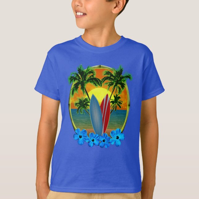 Solnedgång och surfbrädor t shirt (Framsida)