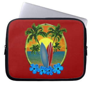 Solnedgång och surfingbrädor laptop sleeve
