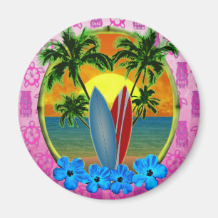 Solnedgång och surfingbrädor magnet
