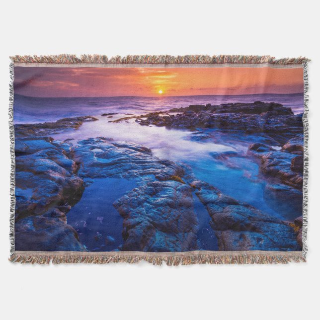 Solnedgång och tidvattenbassäng på Hawaii Filt (Framsidan)