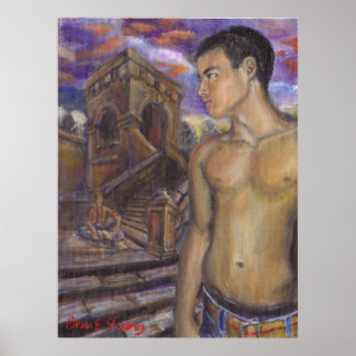 Solnedgång och Trappor Poster