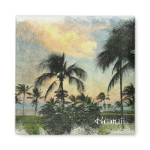 Solnedgång och tropiska Träd