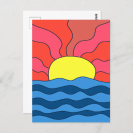 Solnedgång och Vågar Vykort