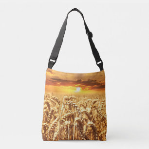 Solnedgång och vetet Fält Tote Bag Axelväska