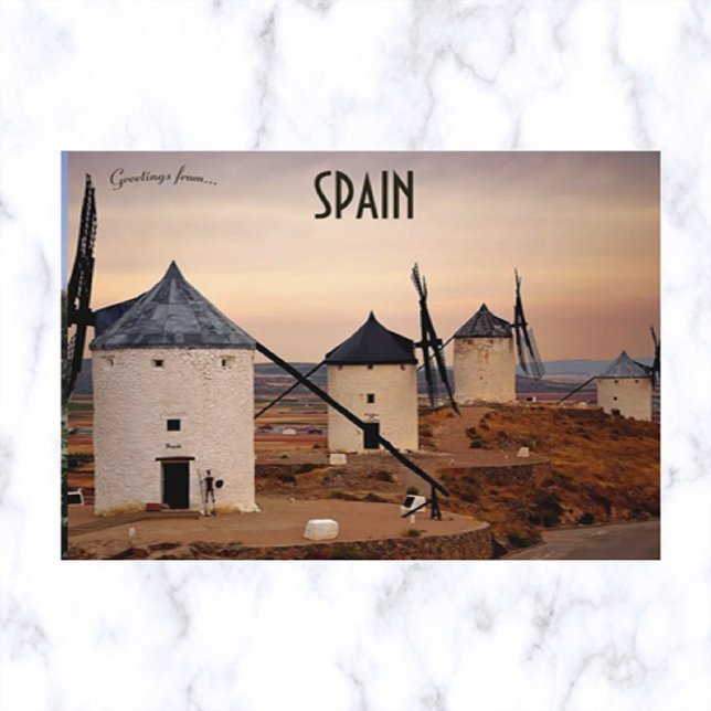 Solnedgång och vindkraftverk i Consuegra Spanien Vykort (Skapare uppladdad)