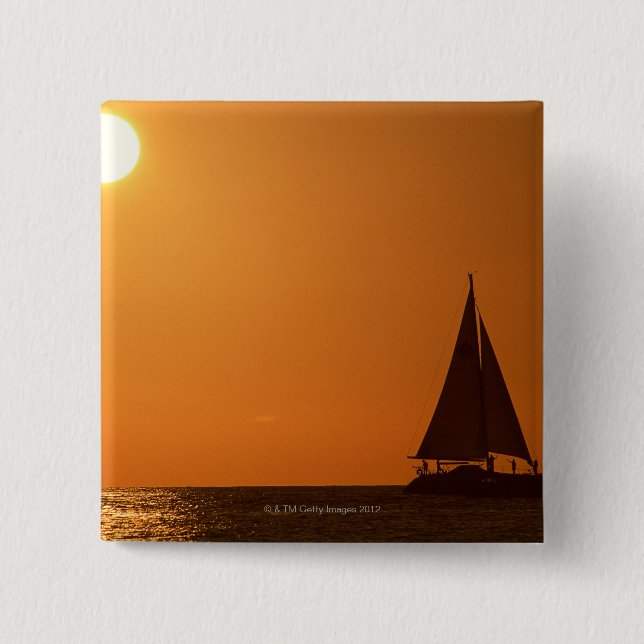 Solnedgång och yacht knapp (Framsida)