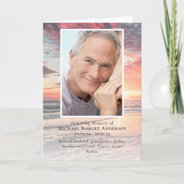 Solnedgång, okänt foton, mappad minnesbegravning program (Framsida)