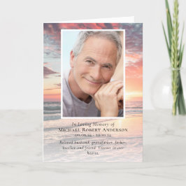 Solnedgång, okänt foton, mappad minnesbegravning program