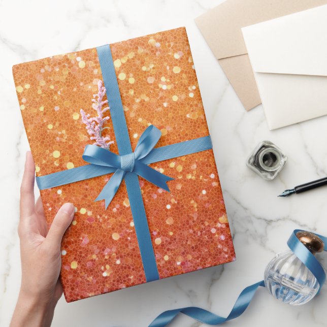 Solnedgång Ombre Blandad Orange Glittermönster Presentpapper (Gifting)