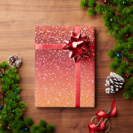 Solnedgång Ombre Blandad Orange Glittermönster Presentpapper