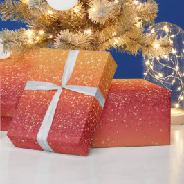 Solnedgång Ombre Blandad Orange Glittermönster Presentpapper