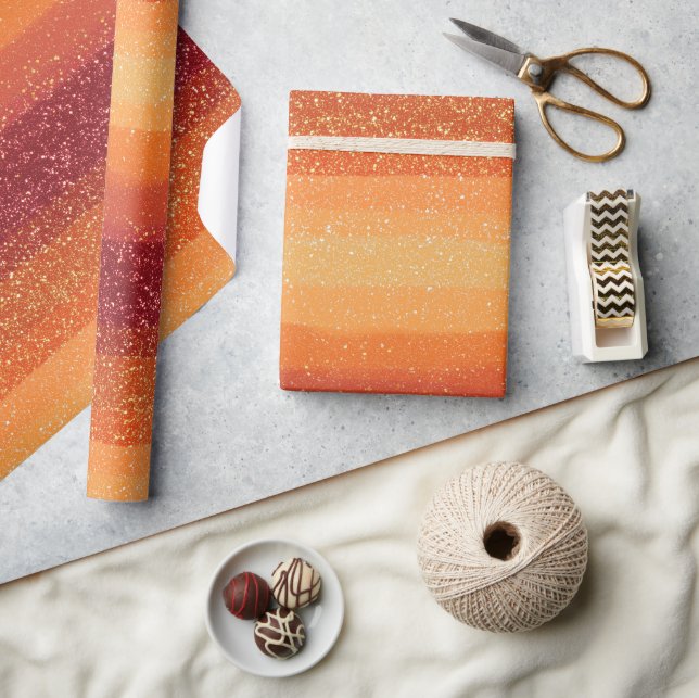 Solnedgång Ombre Blandad Orange Glittermönster Presentpapper (Hantverk)