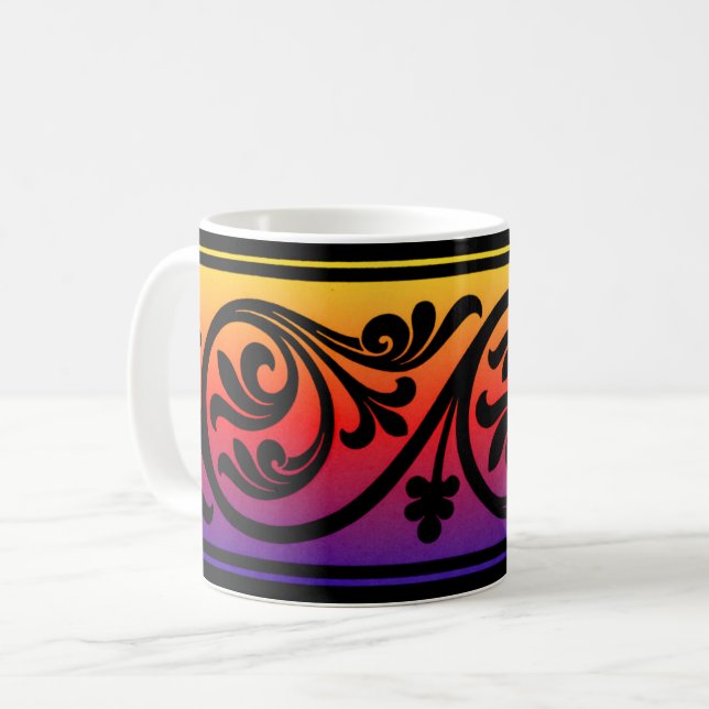 Solnedgång Ombre Stil Art Deco Mugg Kopp (Framsida vänster)