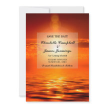 Solnedgång Orange Golden Himlar Sea Guld Spara dat