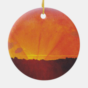 Solnedgång, Orange Himlar (av Félix Vallotton) Julgransprydnad Keramik