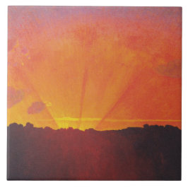 Solnedgång, Orange Himlar (av Félix Vallotton) Kakelplatta