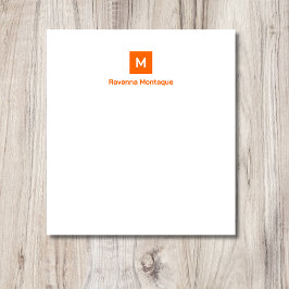 Solnedgång Orange Modern Chic Trendig Monogram Nam Anteckningsblock
