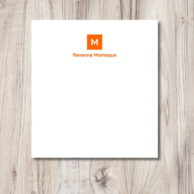 Solnedgång Orange Modern Chic Trendig Monogram Nam Anteckningsblock (Skapare uppladdad)
