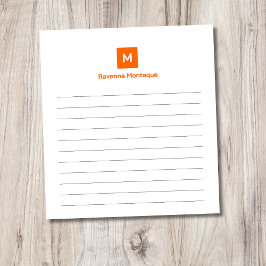 Solnedgång Orange Modern Stilren Trendig Monogram Anteckningsblock