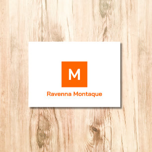 Solnedgång Orange Modernt Monogram Personligt Namn Anteckningskort