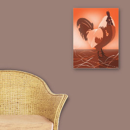 Solnedgång-orange tuppland djur gård canvastryck