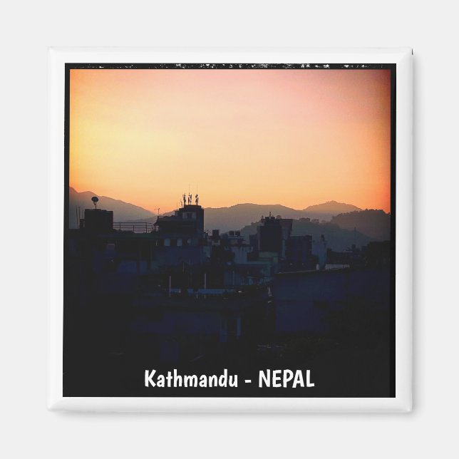 Solnedgång ovanför Kathmandu, Himalayas-Nepal Magnet (Framsidan)