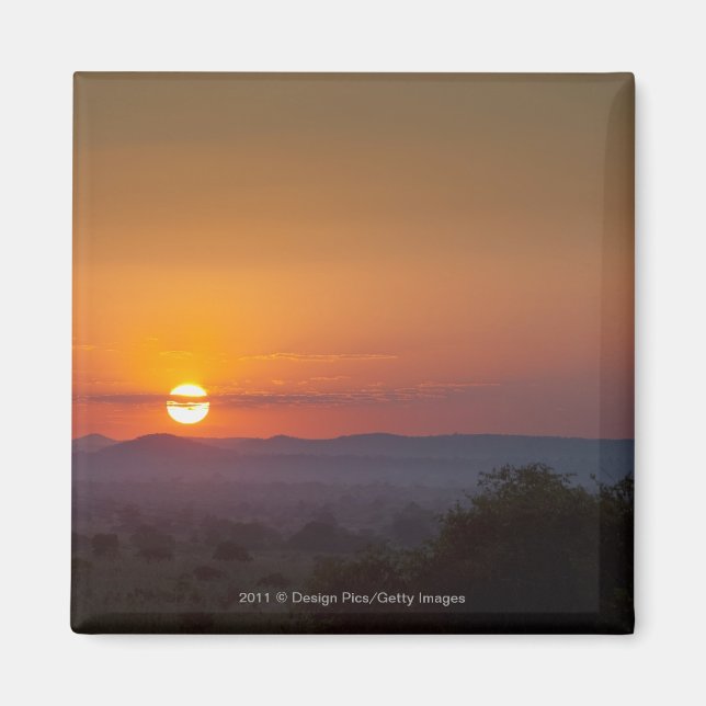 Solnedgång över Afrikas landskap Magnet (Framsidan)