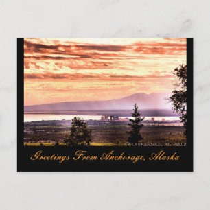 Solnedgång över ankorage, Alaska Hälsning vykort
